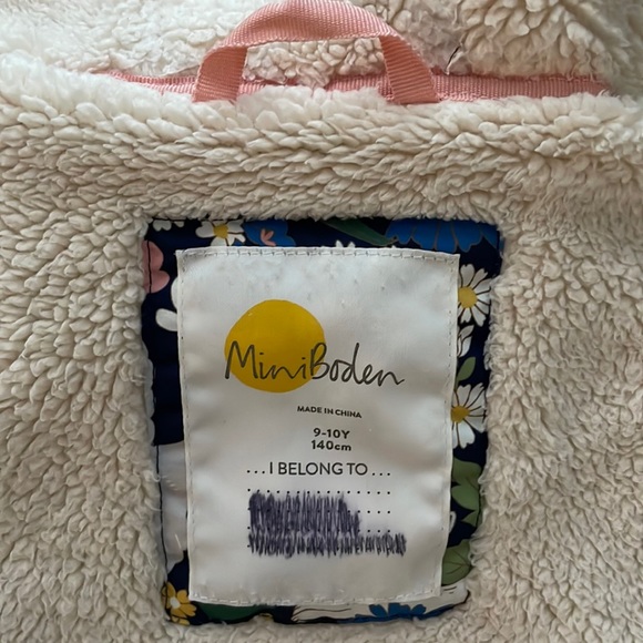 EUC Mini Boden water repellant fleece lined anorak, bunny butterfly bee floral - Picture 8 of 10